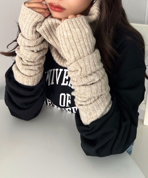 moment+（モーメントプラス）の「リブニットネックウォーマー＆アームウォーマー2Pセット（ネックウォーマー/スヌード・レディース・ブラック/ベージュ/アイボリー/チャコールグレー/ブラウン・FREE）」の6枚目の写真