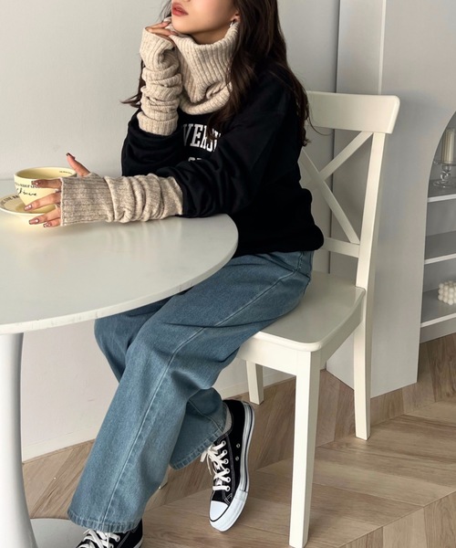 moment+（モーメントプラス）の「リブニットネックウォーマー＆アームウォーマー2Pセット（ネックウォーマー/スヌード・レディース・ブラック/ベージュ/アイボリー/チャコールグレー/ブラウン・FREE）」の15枚目の写真