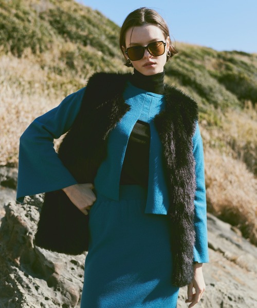 Happy John（ハッピージョン）の「fake fur vest/フェイクファーベスト（ベスト・レディース・グレー/ブラック・FREE）」の4枚目の写真