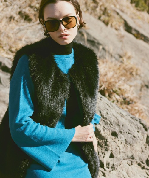 Happy John（ハッピージョン）の「fake fur vest/フェイクファーベスト（ベスト・レディース・グレー/ブラック・FREE）」の6枚目の写真