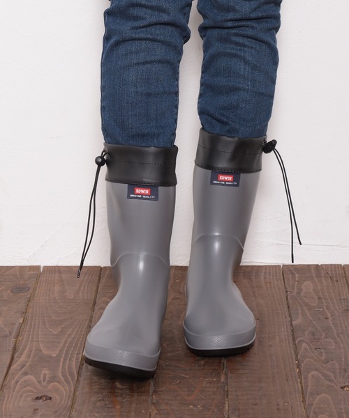 EDWIN（エドウィン）の「【防水】EDWIN ミドル丈レインブーツ（レインシューズ・レディース・グレー/ブラック/ダークブラウン・M/L/LL/S）」の13枚目の写真