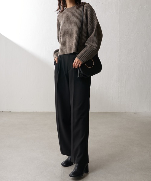 Lui's（ルイス）の「ヤク混ショートニットトップス(ロンTセット)（ニット/セーター・レディース・ブラウン/ブラック/ブルー・FREE）」の20枚目の写真