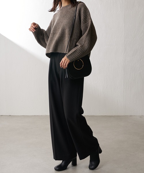 Lui's（ルイス）の「ヤク混ショートニットトップス(ロンTセット)（ニット/セーター・レディース・ブラウン/ブラック/ブルー・FREE）」の21枚目の写真