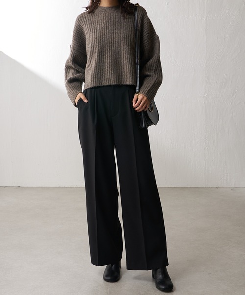 Lui's（ルイス）の「ヤク混ショートニットトップス(ロンTセット)（ニット/セーター・レディース・ブラウン/ブラック/ブルー・FREE）」の22枚目の写真