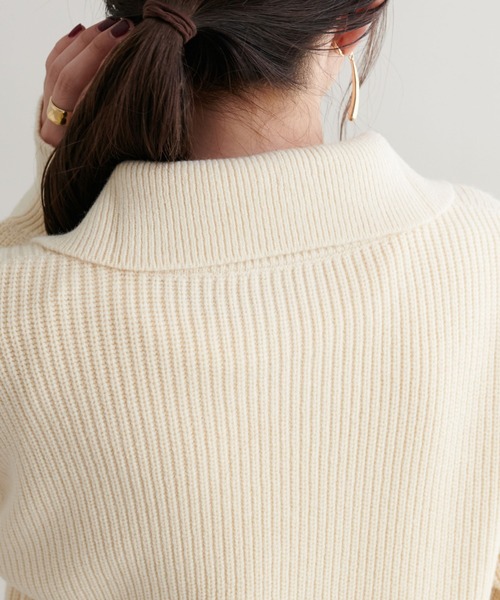 DISCOAT（ディスコート）の「畦ジップニットワンピース（ワンピース・レディース・アイボリー/ブラック/モカ・FREE）」の10枚目の写真