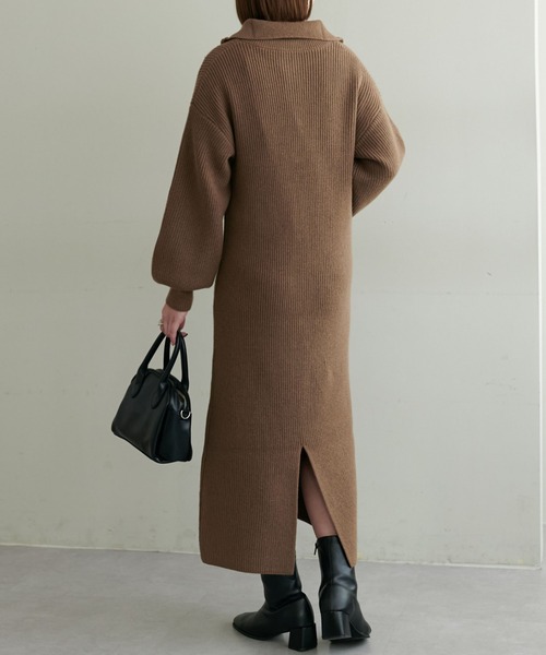 DISCOAT（ディスコート）の「畦ジップニットワンピース（ワンピース・レディース・アイボリー/ブラック/モカ・FREE）」の16枚目の写真