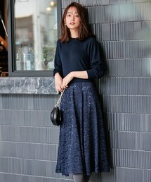 新品　クミキョク　ドッキング　レース　ロングワンピース　ネイビー 組曲｜クミキョクのワンピース/ドレス（ブルー・ネイビー/青色系