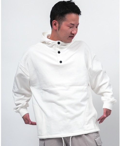 Alil（アリル）の「【Alil】アリル 裏毛 ヘンリー デザイン パーカー プルオーバー 大人カジュアル（パーカー・メンズ・杢グレー/グレイッシュベージュ/ブラック/オフホワイト・MEDIUM/LARGE/SMALL）」の17枚目の写真