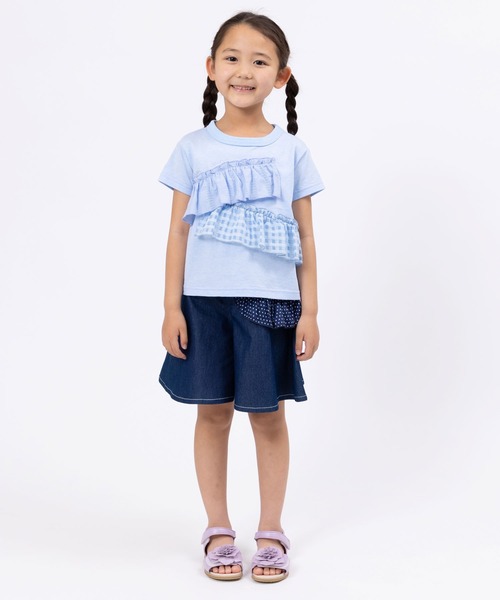 trois lapins kp(トロワラパンケーピー)の「フロントフリル 半袖Tシャツ(110~160)(Tシャツ/カットソー・キッズ・キナリ/ブルー・110cm/120cm/130cm/140cm/150cm/160cm)」の8枚目の写真