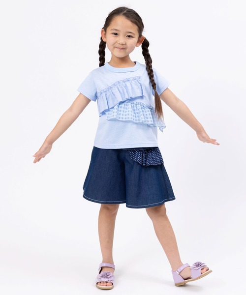 trois lapins kp(トロワラパンケーピー)の「フロントフリル 半袖Tシャツ(110~160)(Tシャツ/カットソー・キッズ・キナリ/ブルー・110cm/120cm/130cm/140cm/150cm/160cm)」の11枚目の写真