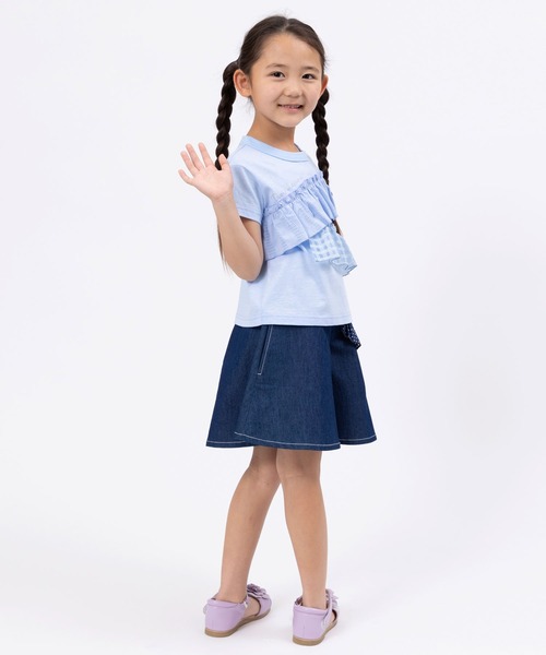 trois lapins kp(トロワラパンケーピー)の「フロントフリル 半袖Tシャツ(110~160)(Tシャツ/カットソー・キッズ・キナリ/ブルー・110cm/120cm/130cm/140cm/150cm/160cm)」の9枚目の写真