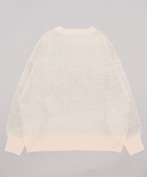 Samansa Mos2 blue（サマンサモスモスブルー）の「ジャカードロゴニットプルオーバー（ニット/セーター・レディース・トップグレー/ブラック/キナリ・ﾌﾘ-）」の4枚目の写真