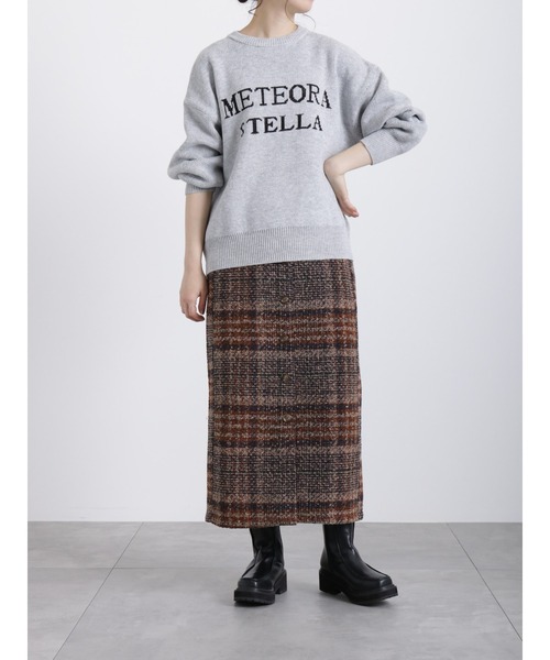 Samansa Mos2 blue（サマンサモスモスブルー）の「ジャカードロゴニットプルオーバー（ニット/セーター・レディース・トップグレー/ブラック/キナリ・ﾌﾘ-）」の13枚目の写真