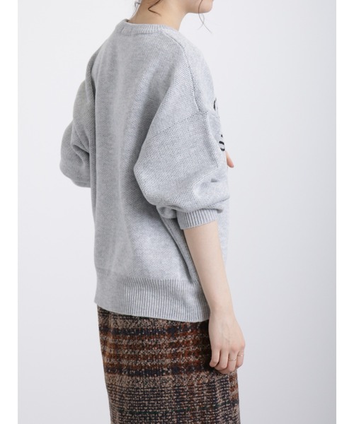 Samansa Mos2 blue（サマンサモスモスブルー）の「ジャカードロゴニットプルオーバー（ニット/セーター・レディース・トップグレー/ブラック/キナリ・ﾌﾘ-）」の10枚目の写真
