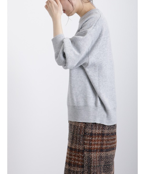 Samansa Mos2 blue（サマンサモスモスブルー）の「ジャカードロゴニットプルオーバー（ニット/セーター・レディース・トップグレー/ブラック/キナリ・ﾌﾘ-）」の8枚目の写真