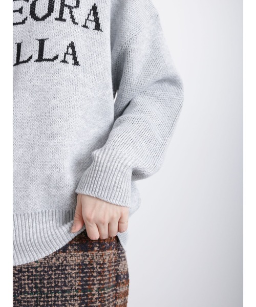 Samansa Mos2 blue（サマンサモスモスブルー）の「ジャカードロゴニットプルオーバー（ニット/セーター・レディース・トップグレー/ブラック/キナリ・ﾌﾘ-）」の5枚目の写真