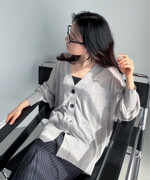 feepur（フェピュール）の「ミドルオーバーシアーカーディガン（カーディガン/ボレロ・レディース・ブラック/ブルー/オフホワイト/グレー/ピンク・MEDIUM）」の17枚目の写真