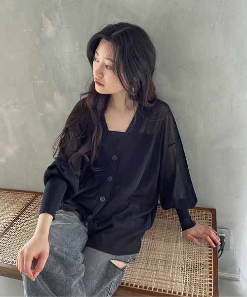 feepur（フェピュール）の「ミドルオーバーシアーカーディガン（カーディガン/ボレロ・レディース・ブラック/ブルー/オフホワイト/グレー/ピンク・MEDIUM）」の20枚目の写真