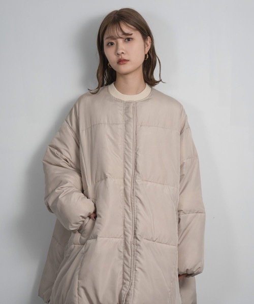 Amiur（エミレ）の「fiber down no collar blouson / ファイバーダウンノーカラーブルゾン（ブルゾン・レディース・ブラック/アイボリー/ベージュ・FREE）」の16枚目の写真