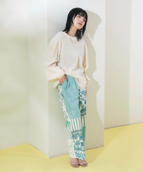 Eimee Law(エイミーロウ)の「シアースリーブ2WAYワッフルプルオーバー(Tシャツ/カットソー・レディース・ブラック/アイボリー・38)」の3枚目の写真