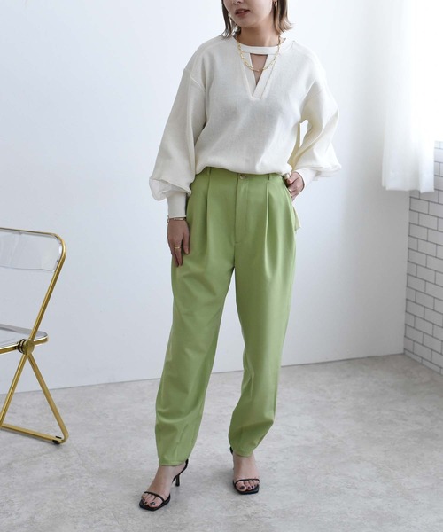 Eimee Law(エイミーロウ)の「シアースリーブ2WAYワッフルプルオーバー(Tシャツ/カットソー・レディース・ブラック/アイボリー・38)」の8枚目の写真