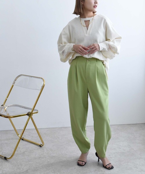 Eimee Law(エイミーロウ)の「シアースリーブ2WAYワッフルプルオーバー(Tシャツ/カットソー・レディース・ブラック/アイボリー・38)」の9枚目の写真