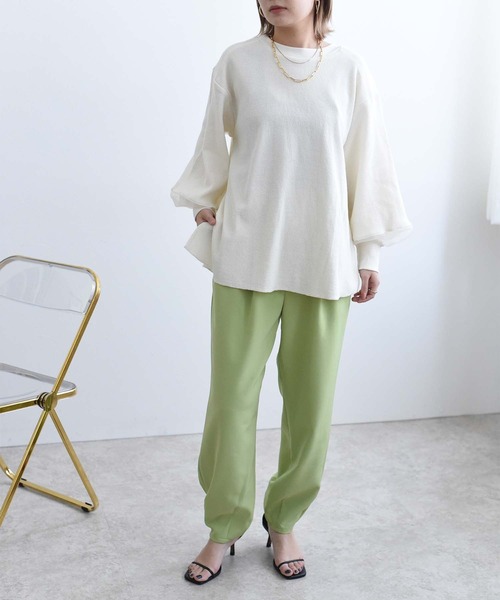 Eimee Law(エイミーロウ)の「シアースリーブ2WAYワッフルプルオーバー(Tシャツ/カットソー・レディース・ブラック/アイボリー・38)」の19枚目の写真