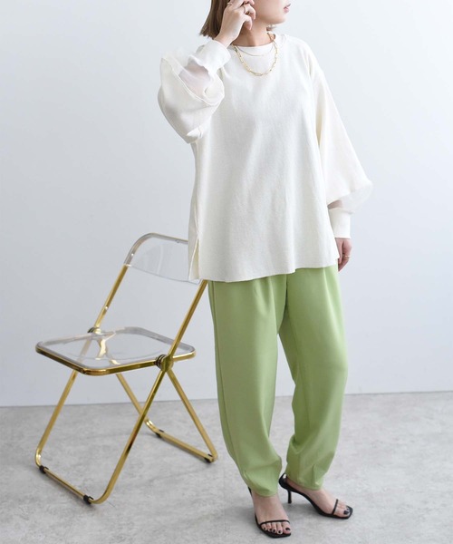 Eimee Law(エイミーロウ)の「シアースリーブ2WAYワッフルプルオーバー(Tシャツ/カットソー・レディース・ブラック/アイボリー・38)」の20枚目の写真