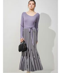 MERCURYDUO | 変形リブフレアニットワンピース(ワンピース)