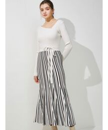 MERCURYDUO | 変形リブフレアニットワンピース(ワンピース)