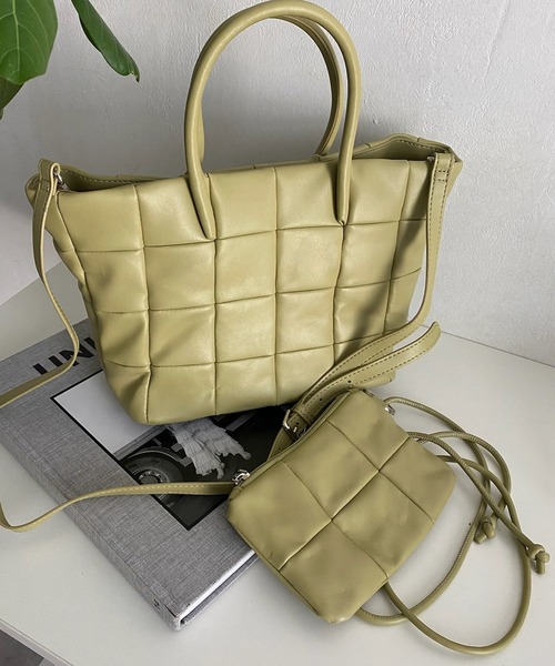 DouDou(ドゥドゥ)の「パッチワークボンディング2WAYトート(トートバッグ・レディース・グリーン/ブラック・FREE)」の2枚目の写真