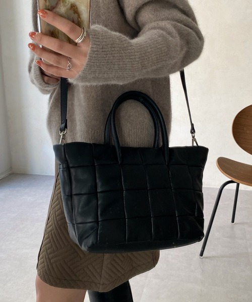 DouDou(ドゥドゥ)の「パッチワークボンディング2WAYトート(トートバッグ・レディース・グリーン/ブラック・FREE)」の16枚目の写真