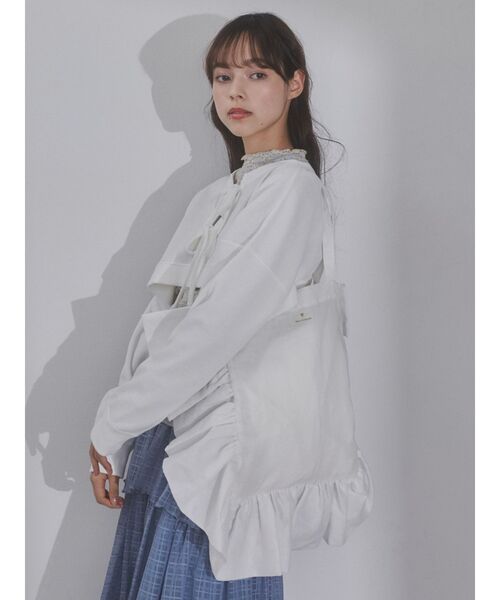merry jenny（メリージェニー）の「big ruffle tote bag（トートバッグ・レディース・ブラック/オフホワイト・FREE）」の12枚目の写真