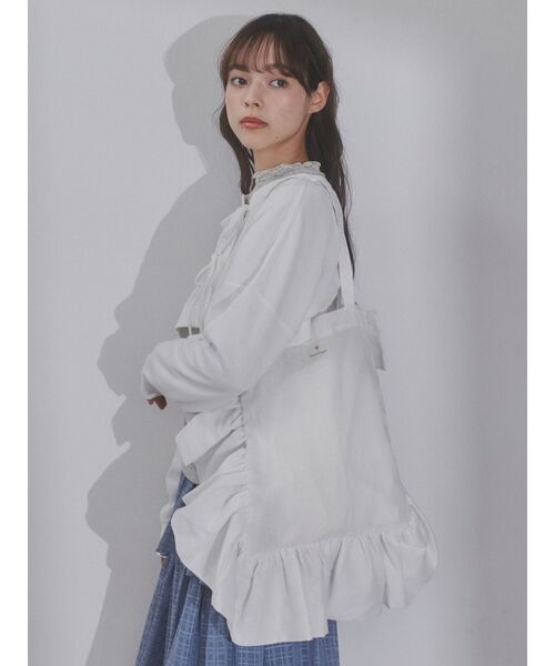 merry jenny（メリージェニー）の「big ruffle tote bag（トートバッグ・レディース・ブラック/オフホワイト・FREE）」の16枚目の写真