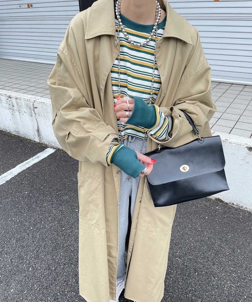 INTERPLAY(インタープレイ)の「【INTERPLAY x AYA】フィンガーホール マルチボーダー 長袖Teeシャツ【2】(Tシャツ/カットソー・レディース・ブラック/ブルー/グリーン・FREE)」の1枚目の写真