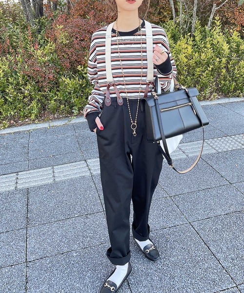 INTERPLAY(インタープレイ)の「【INTERPLAY x AYA】フィンガーホール マルチボーダー 長袖Teeシャツ【2】(Tシャツ/カットソー・レディース・ブラック/ブルー/グリーン・FREE)」の14枚目の写真