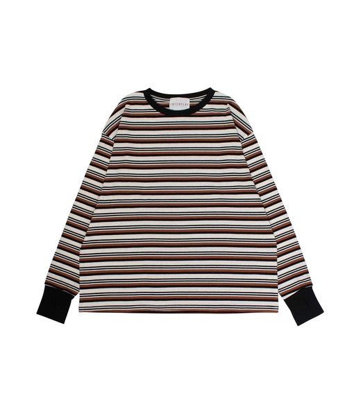 INTERPLAY(インタープレイ)の「【INTERPLAY x AYA】フィンガーホール マルチボーダー 長袖Teeシャツ【2】(Tシャツ/カットソー・レディース・ブラック/ブルー/グリーン・FREE)」の15枚目の写真