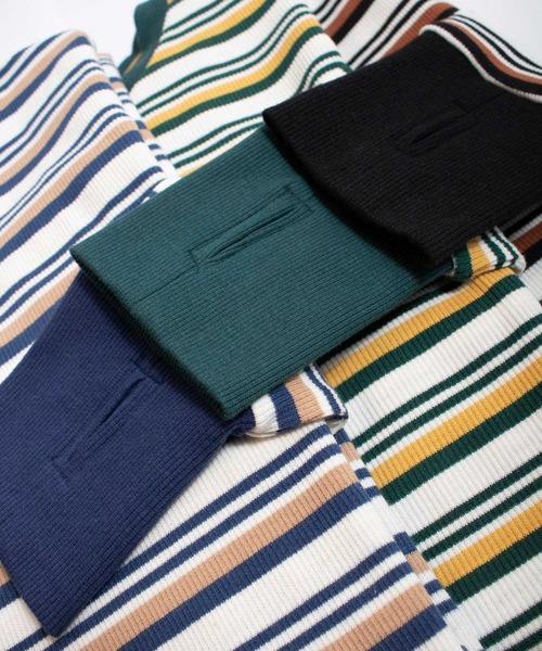 INTERPLAY(インタープレイ)の「【INTERPLAY x AYA】フィンガーホール マルチボーダー 長袖Teeシャツ【2】(Tシャツ/カットソー・レディース・ブラック/ブルー/グリーン・FREE)」の19枚目の写真