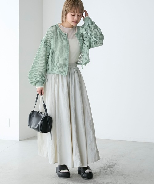 セール】【forksy.】2WAYクロップドメランジメッシュニット