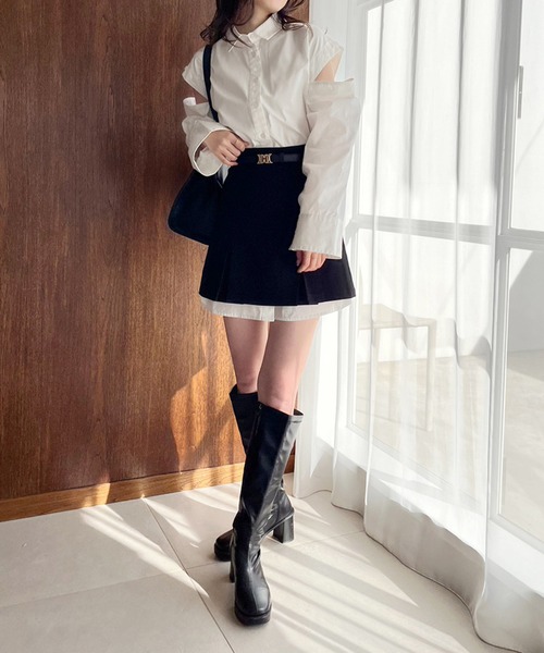 one after another NICE CLAUP(ワンアフターアナザーナイスクラップ)の「オリジナルベルト/ミニスカート 20223SS(スカート・レディース・アイボリー/ブラック/ピンク/ネイビー・FREE)」の6枚目の写真