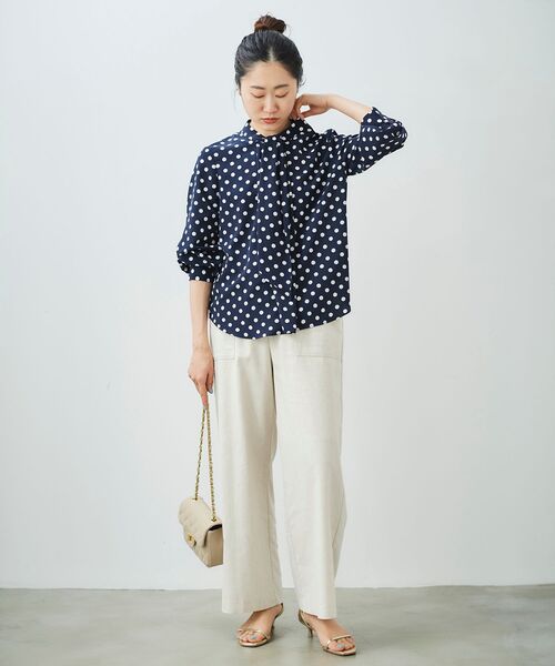 le.coeur blanc（ルクールブラン）の「ドットアレンジタイブラウス（シャツ/ブラウス・レディース・ベージュ系その他2/ブルー系その他4・38）」の9枚目の写真
