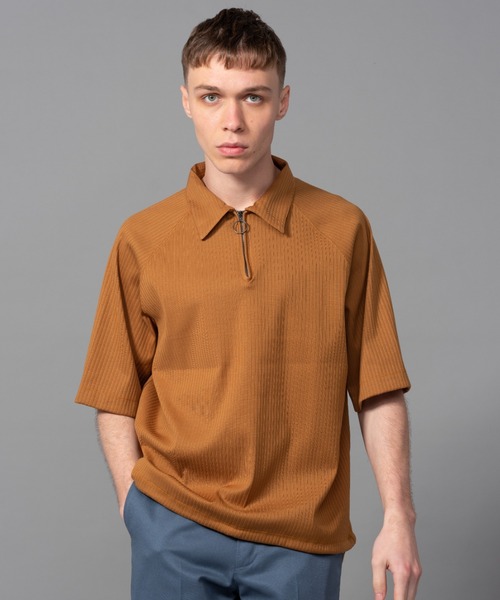 MR.OLIVE（ミスターオリーブ）の「サンフォーキン ブロードリブ / ハーフジップ スキッパー半袖シャツ（ポロシャツ・メンズ・ベージュ/ブラック/オフホワイト・SMALL/MEDIUM/LARGE）」の10枚目の写真