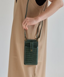 【SETUP7】クロコ型押しカードケース付きスマホケースショルダー KNF