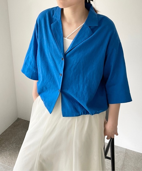 LOWRYS FARM（ローリーズファーム）の「ノルマンディショートシャツ　191860（シャツ/ブラウス・レディース・チャコールグレー/ブルー/グリーン/アイボリー/ブラウン・FREE）」の15枚目の写真