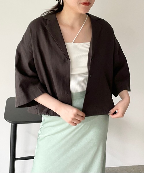 LOWRYS FARM（ローリーズファーム）の「ノルマンディショートシャツ　191860（シャツ/ブラウス・レディース・チャコールグレー/ブルー/グリーン/アイボリー/ブラウン・FREE）」の13枚目の写真