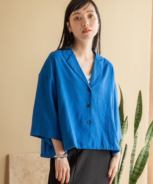 LOWRYS FARM（ローリーズファーム）の「ノルマンディショートシャツ　191860（シャツ/ブラウス・レディース・チャコールグレー/ブルー/グリーン/アイボリー/ブラウン・FREE）」の10枚目の写真