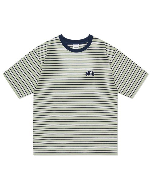 MAHAGRID(マハグリッド)の「『mahagrid/マハグリッド』MGD STRIPED TEE/ボーダー 半袖 カットソー(Tシャツ/カットソー・メンズ・ブルー/グリーン/ブラック・L/M)」の2枚目の写真