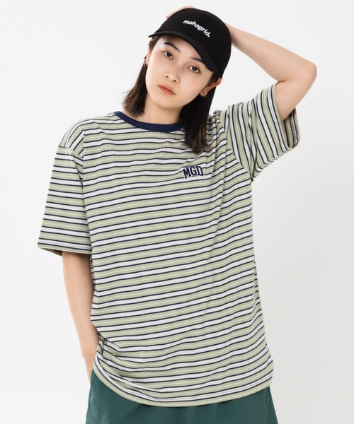 MAHAGRID(マハグリッド)の「『mahagrid/マハグリッド』MGD STRIPED TEE/ボーダー 半袖 カットソー(Tシャツ/カットソー・メンズ・ブルー/グリーン/ブラック・L/M)」の17枚目の写真