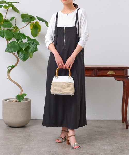 Chez toi（シェトワ）の「カットリブT×ZIPキャミワンピース（ワンピース・レディース・カーキ/オレンジ/ブラック/ベージュ・FREE）」の6枚目の写真