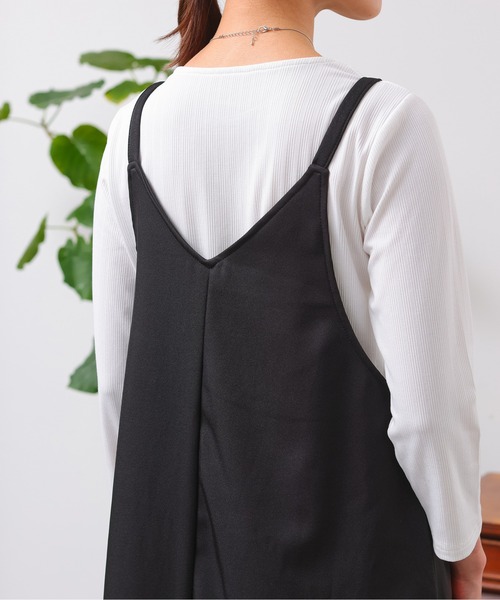 Chez toi（シェトワ）の「カットリブT×ZIPキャミワンピース（ワンピース・レディース・カーキ/オレンジ/ブラック/ベージュ・FREE）」の12枚目の写真